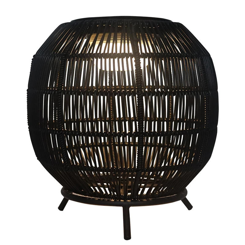 Outdoor garden lantern rechargeable led solar portable woven camping lamps