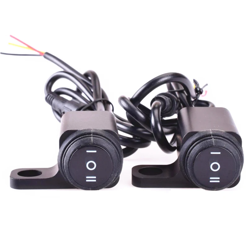 Universal 12V Motorcycle Switch 10mm Mirror Mount Motorcycle Headlight Hazard Brake Fog Lights ON-OFF-ON Switch Button