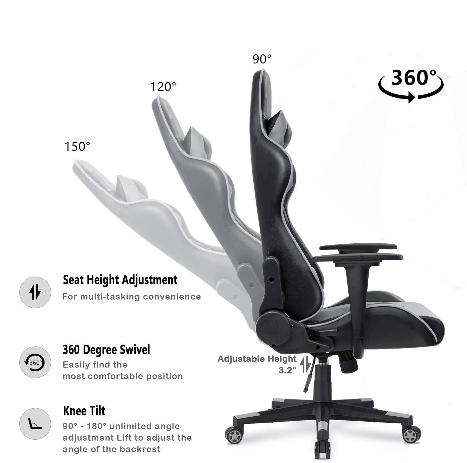 East seat office computer chair Leather Swivel Recliner Racer Sport gaming chair racing chair for games