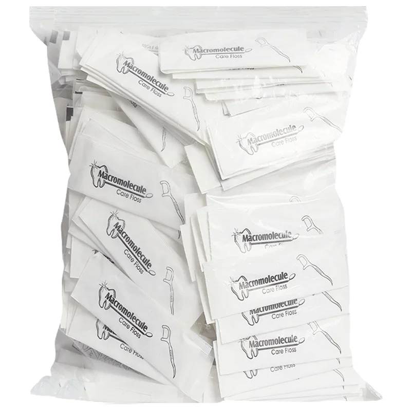 500 Pieces Of Dental Floss Individually Packaged And Hotel Logo Plastic Dental Floss Rod Disposable