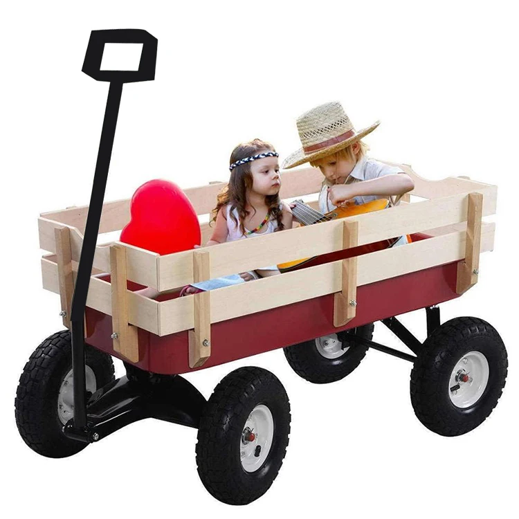 Manufacturer wholesale kids wagon with four wheels children wagon beach wagon beach trolley beach cart wooden kids wagon
