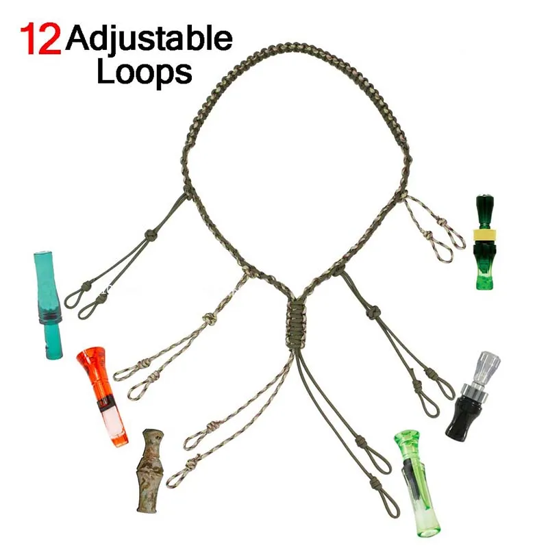 Duck Call Lanyard with Removable Drops Duck Calls Dog Whistle Hand Braided 550  Adjustable Loops Outdoor Hunting
