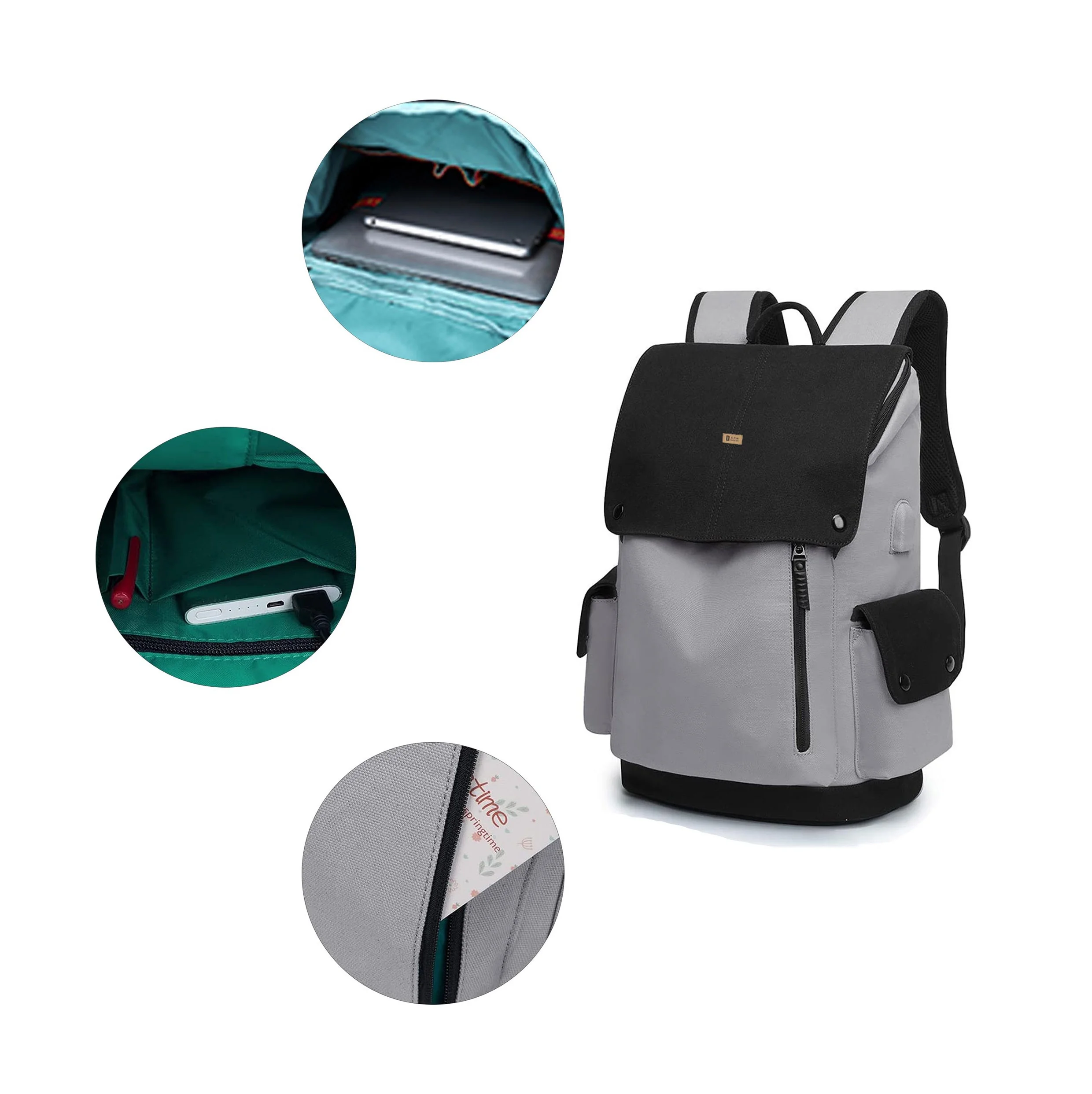 Холщовая дорожная сумка для ноутбука на заказ, водонепроницаемый рюкзак для школы и колледжа с USB-портом для зарядки