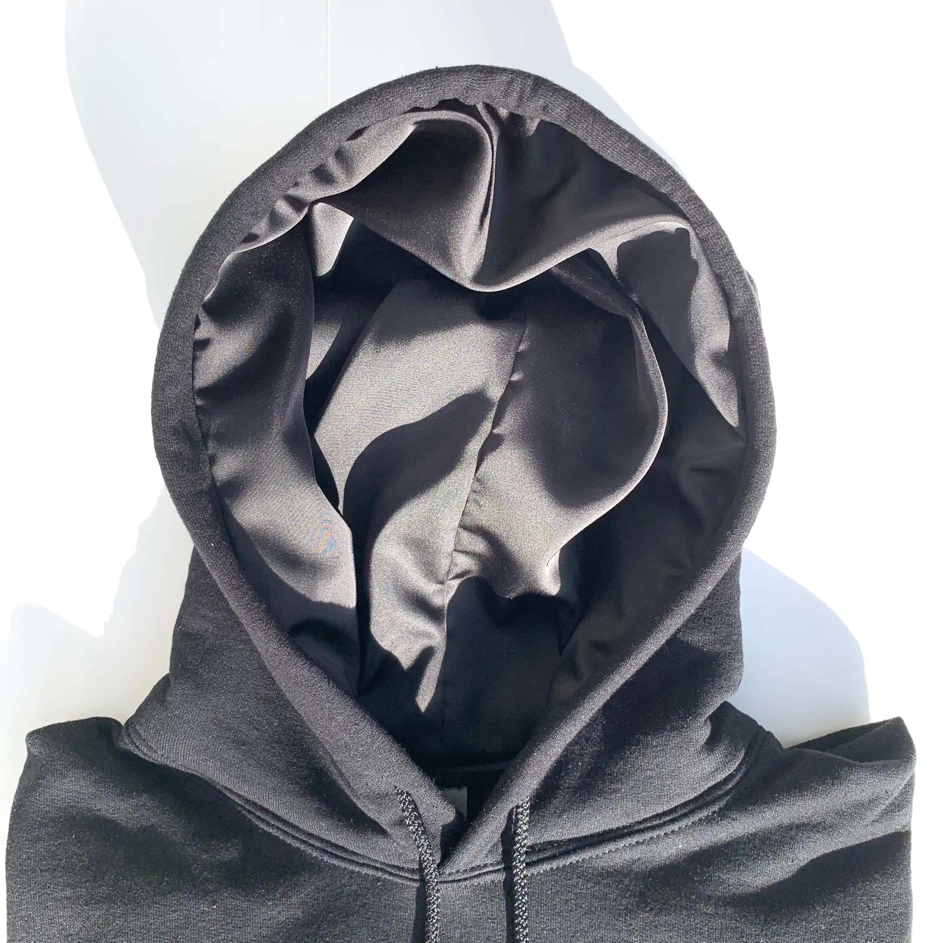 Custom Embroidery Logo Cotton Oversized Silk Lining Hoodies Sweatshirts Puff Print French Terry Men satin lined hoodie