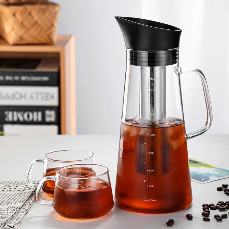1200ml 1500ml Cold Brew Coffee Maker With Stainless Steel Drip Filter Coffee Dripper Pot Glass Pitcher
