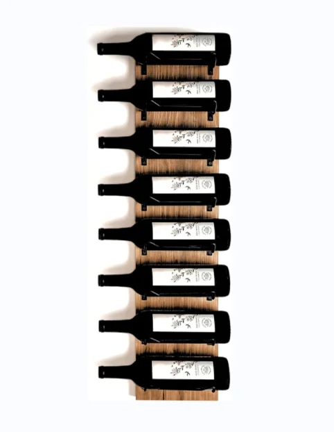 Wall Mounted Black Brackets Wooden Wine Storage Racks Wood Wine Rack For Wall 8 Bottles Wine Rack Display