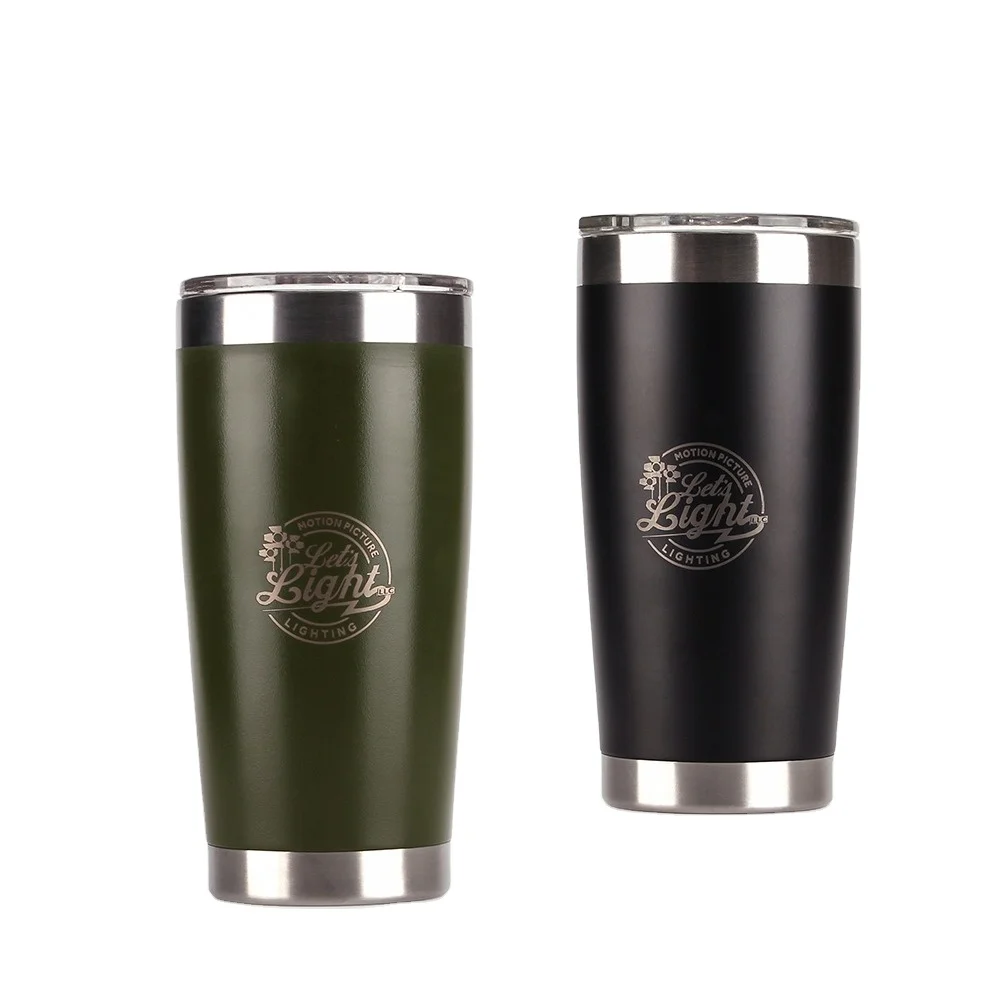Customized Color Insulated Vacuum Cup Double Wall 20oz Stainless Steel Tumbler with Lid