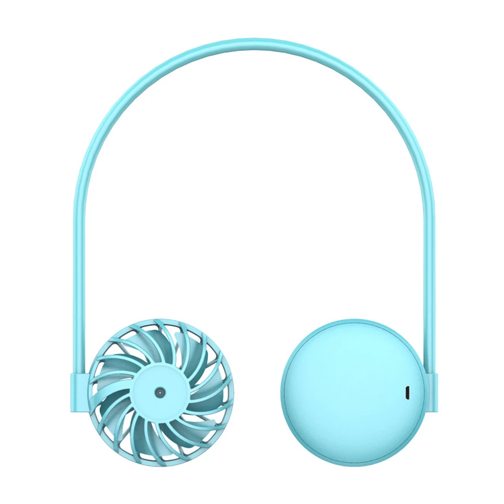 Hand Free Air Cooling Fan Sport USB Rechargeable Noise Reduce Fan LED Portable Mini Neck Fan