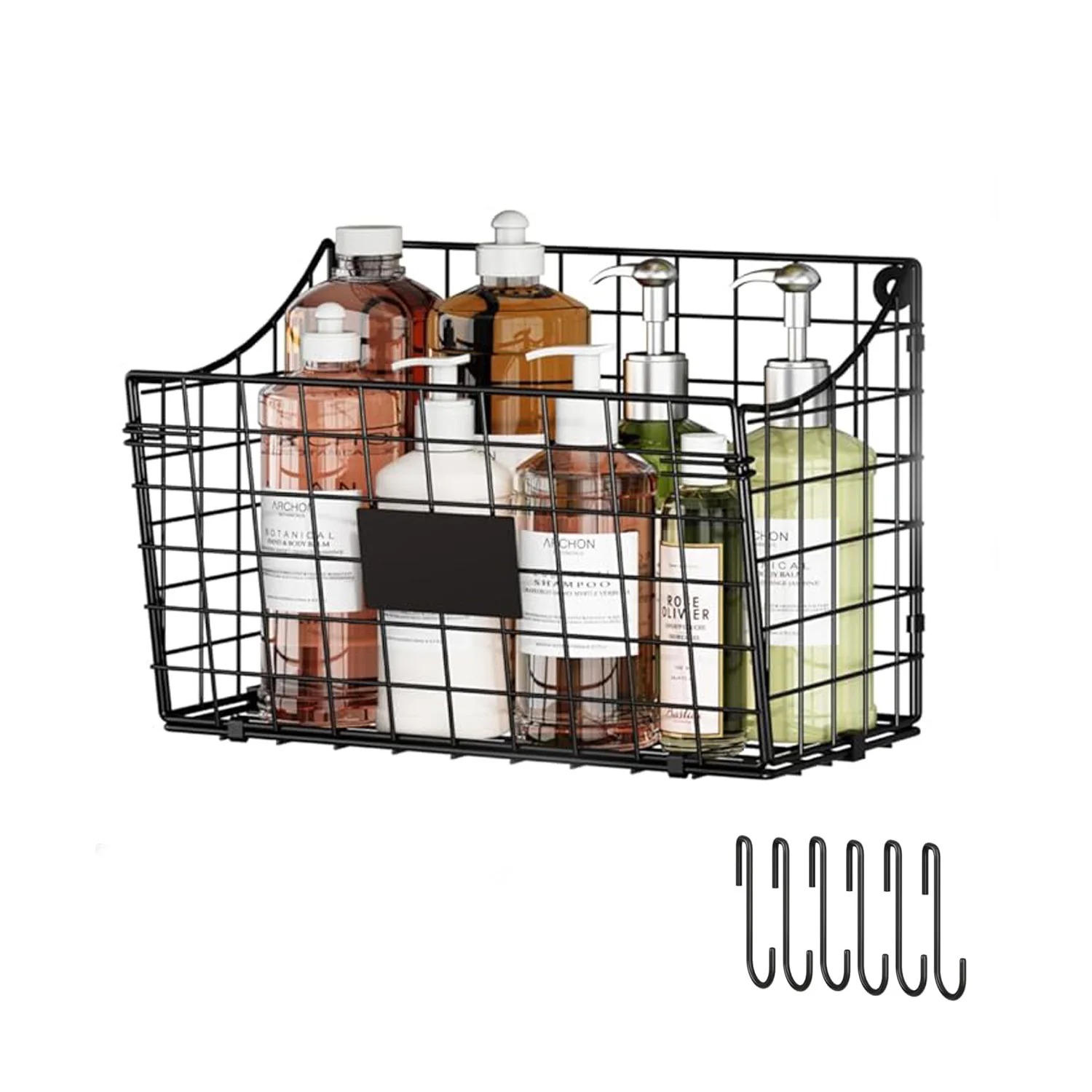 Wall Mounted Basket Cabinet Hanging Metal Wire Basket Rustic Farmhouse Decor Storage Organization Shelf