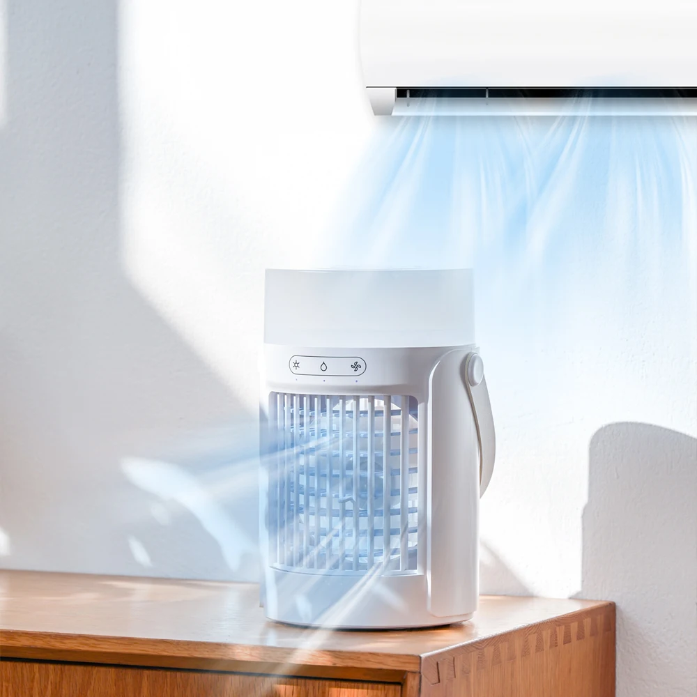 600ml Air Conditioner Portable Spray Humidifier Desktop Water Cooling Fan LED Remote Control Mini Mobile Air Cooler Purifier