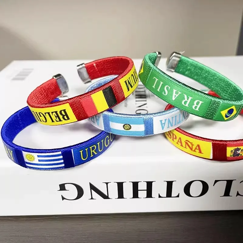 Wholesale Custom Free Wristband National Free Size Elastic Flag Bangle Bracelet