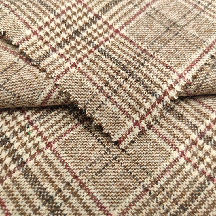 Stock Flannel Fleece fabric 30% wool 290GSM single side coat suit plaid fabric
