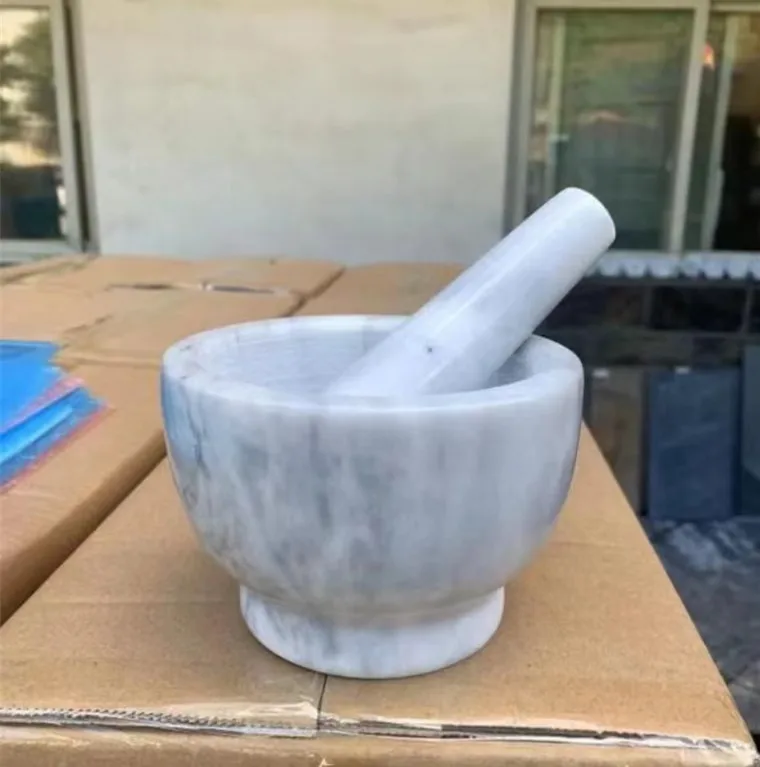 kitchen accessories herb garlic press marble stone mortar and pestle set