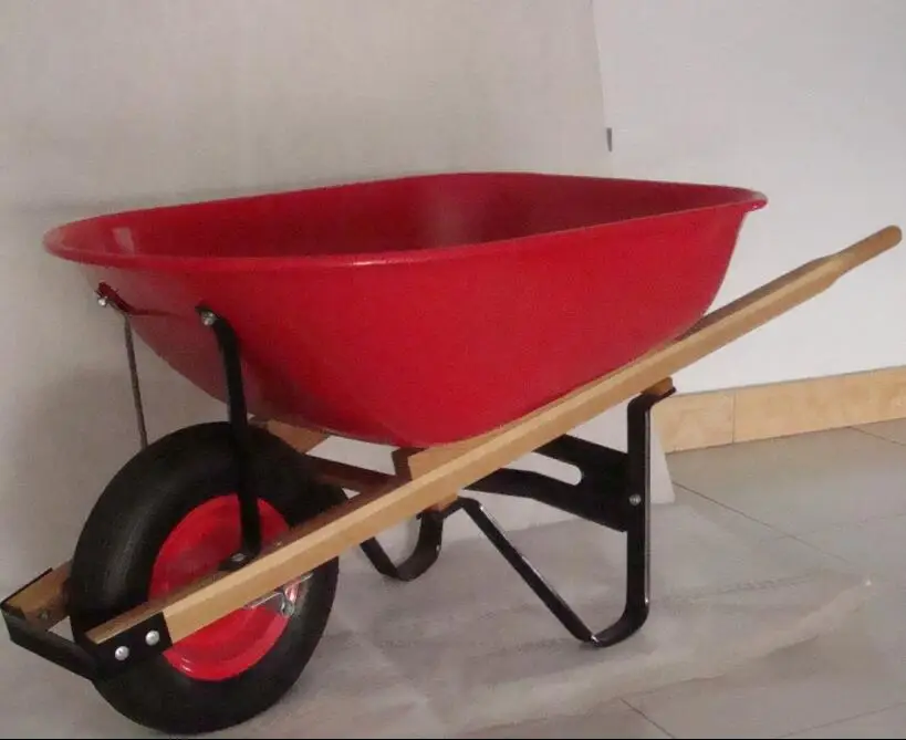 American market plastic tray wood handle PU or pneumatic wheel garden agriculture  wheelbarrow