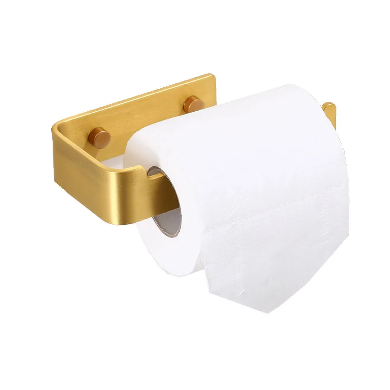 Wall Mounted No Drilling Aluminum Paper Roll Holder Toilet Roll Paper Holder Gold Toilet Roll Holder