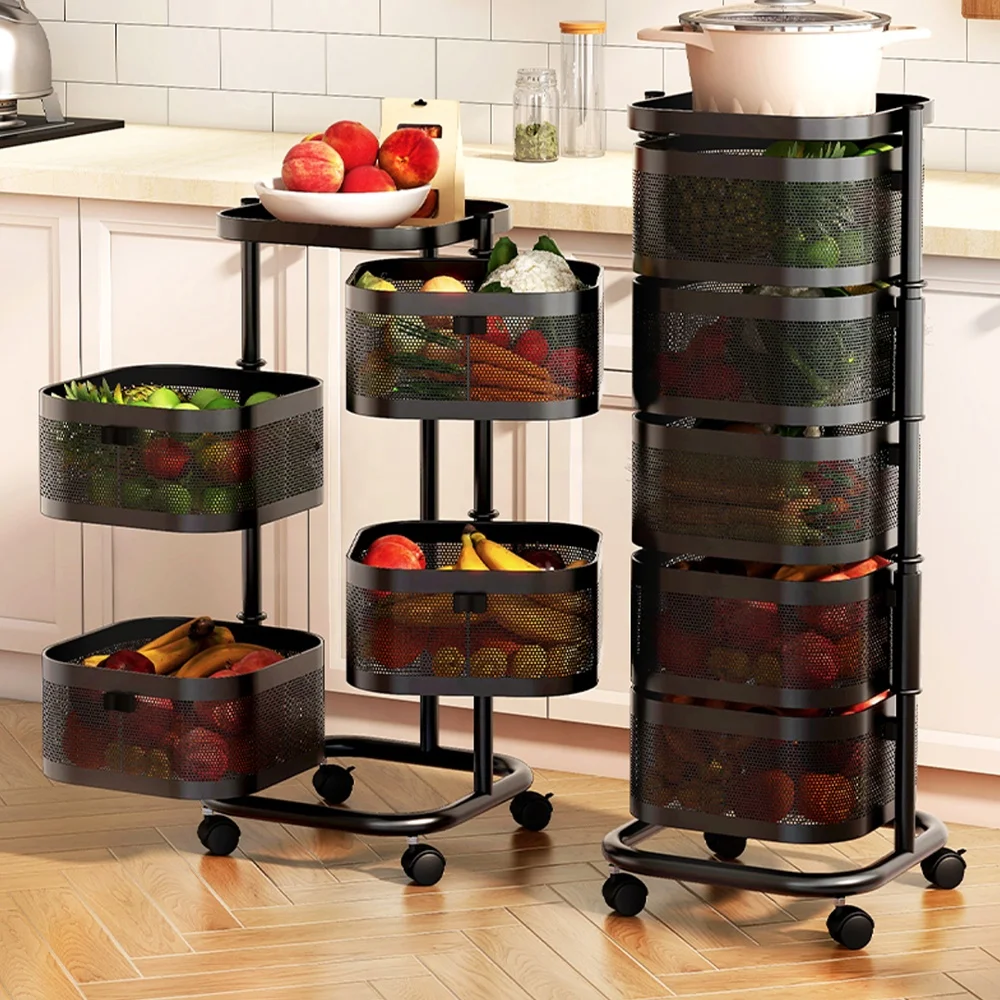 Kitchen storage rotatable shelf 3/4/5 layers vegetable or fruit storage rack
