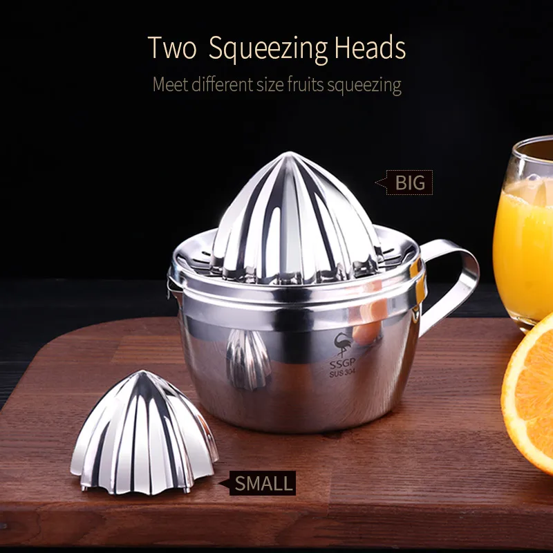 
SSGP Premium Quality Metal Stainless Steel Manual Fruit Citrus Press Juicer Lemon Lime Squeezer With Container 