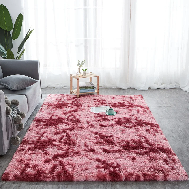 Shaggy Tie Dye Carpet Printed Alfombra Plush Floor Fluffy Mats Kids Room Faux Fur Area Rug Living Room Mats Blanket