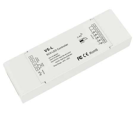 Skydance V5-L 12-48VDC  5 Channel 5 in 1 RGB+CCT LED RF Controller 30A RGB RGBW LED Dimmer Push dim switch controller