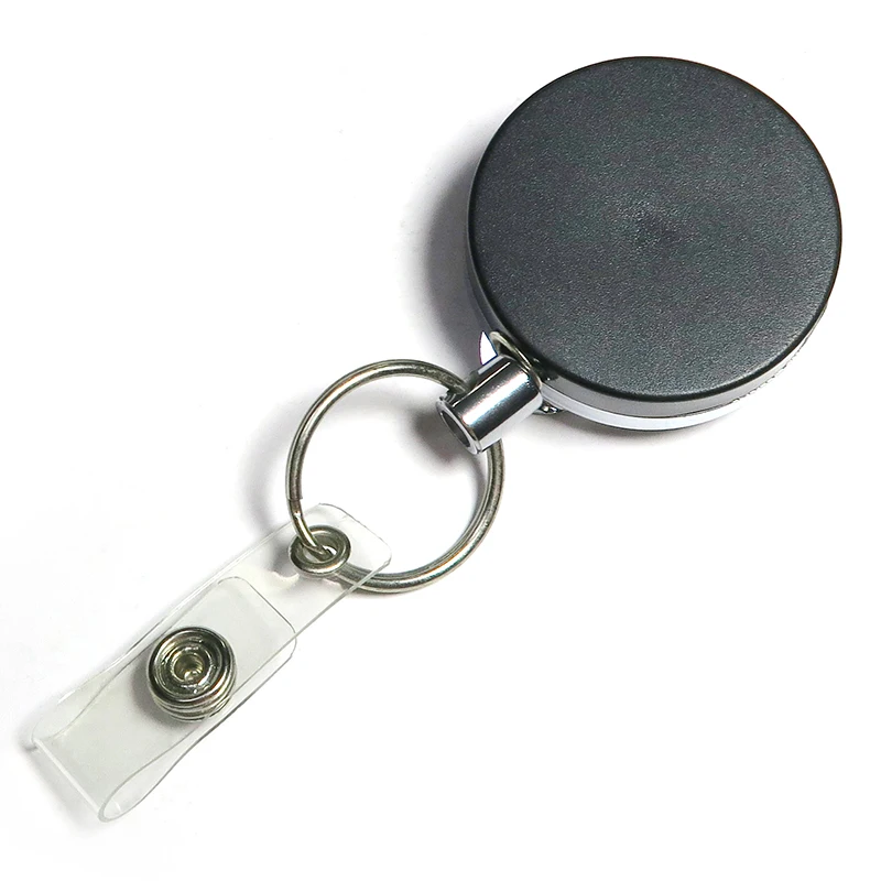 Customize Heavy Duty 40Mm Metal Wire Retractable Round Badge Reels Holder Wholesale Black Yoyo Badge Reel
