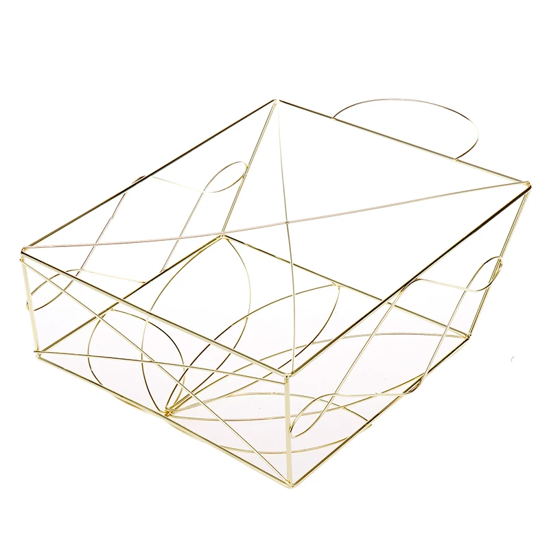 Office Supplies Portable Desk Organizer Storage Baskets Gold Metal Wire Wall Mounted Hanging Baskets File Magazine Rack Holder