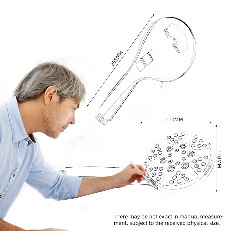 New Design ABS High Chrome Finishing  Ducha HandHeld Shower 8 Settings High Pressure Shower Head Set