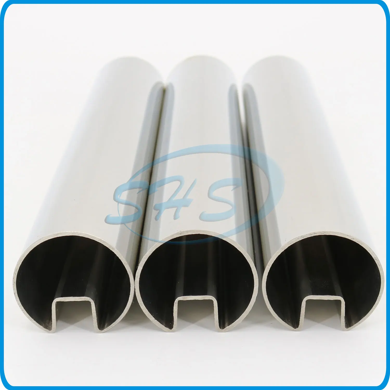 AISI 316 stainless steel groove tube glass handrail railing welded stainless steel round single slot pipe with mirror polishing