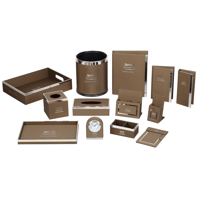 2021 New style custom hotel logo luxury room amenities hotel leather amenities In room accessory accessories item product