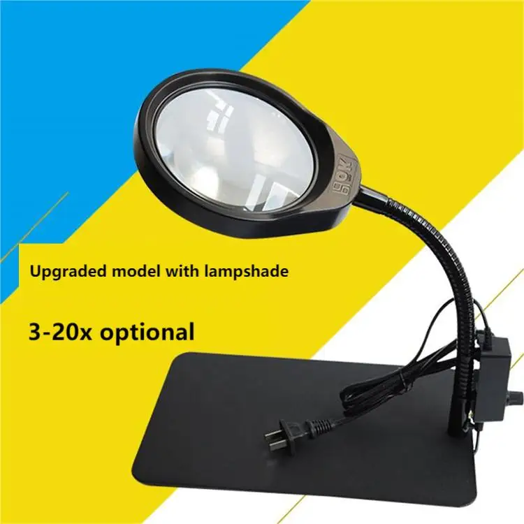 Bench magnifying glass with 48 LED lights HD optical lens reading repair engraving sewing