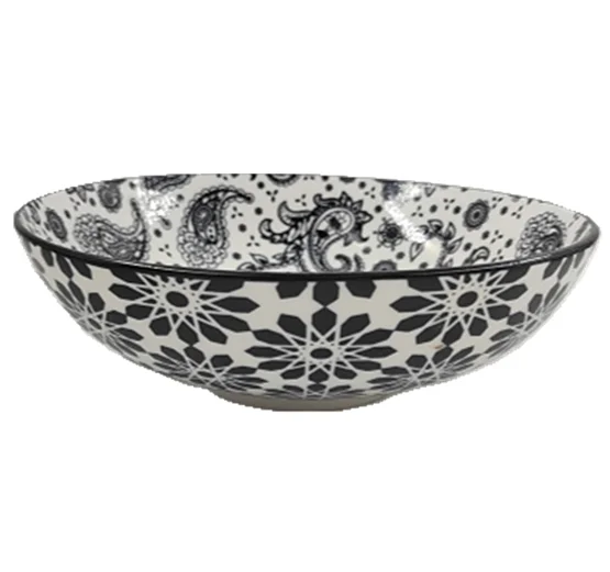 8.25 inch pad printing moon shape ceramic bowl