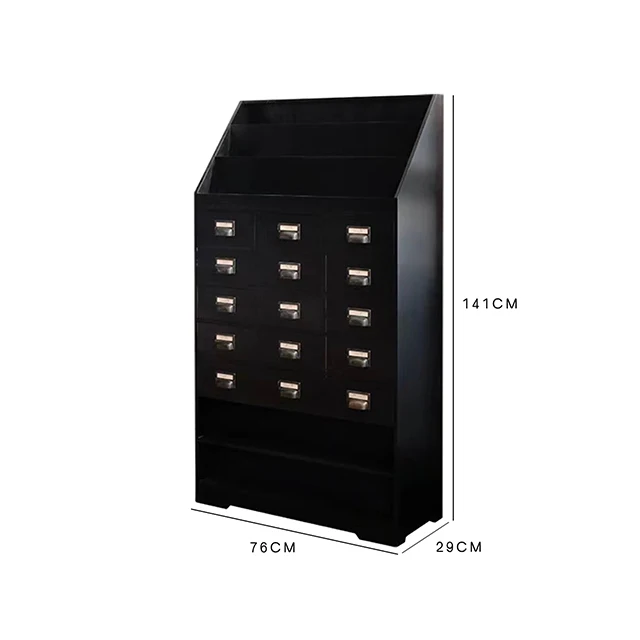 American retro multi-layer wooden storage cabinet drawer, suitable for kitchen, bedroom, living room decoration, size 76*29*141