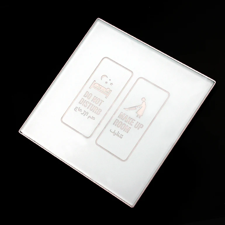 Hotel doorplate system with big size 350*139mm nice crystal tempered glass panel and special Arabic words printed