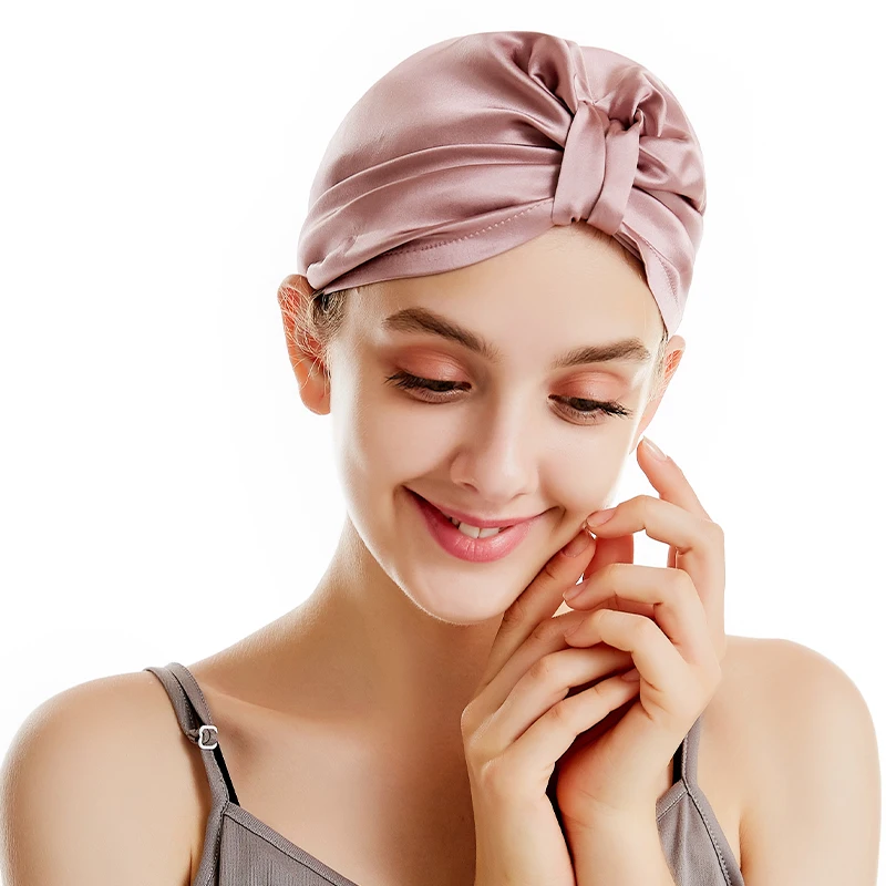 Beautiful satin custom bonnets with designer logo sleeping silk hair cap