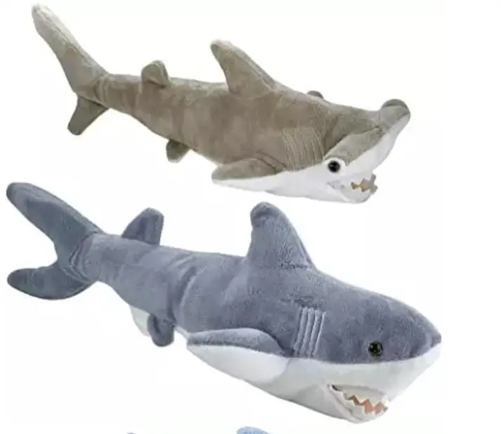 YIWU AULLAN High Quality Durable Blue Shark Plush Stuffed Toy Soft Pillows Animal Shark Seaworld Plush Toy