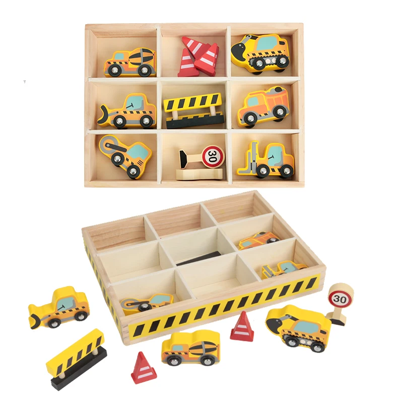Wood Tracks Magnetic racer ramp Train Cars Shelf Wooden Toy Vehicle Set box For Toddlers And Kids Ages 3+