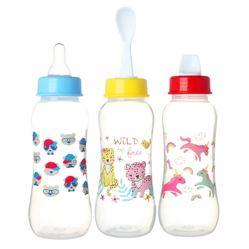 Multifunctional Baby Bottle 3 in 1 Pacifier Spoon Duck Beak PP Food Grade With Handle Standard Caliber
