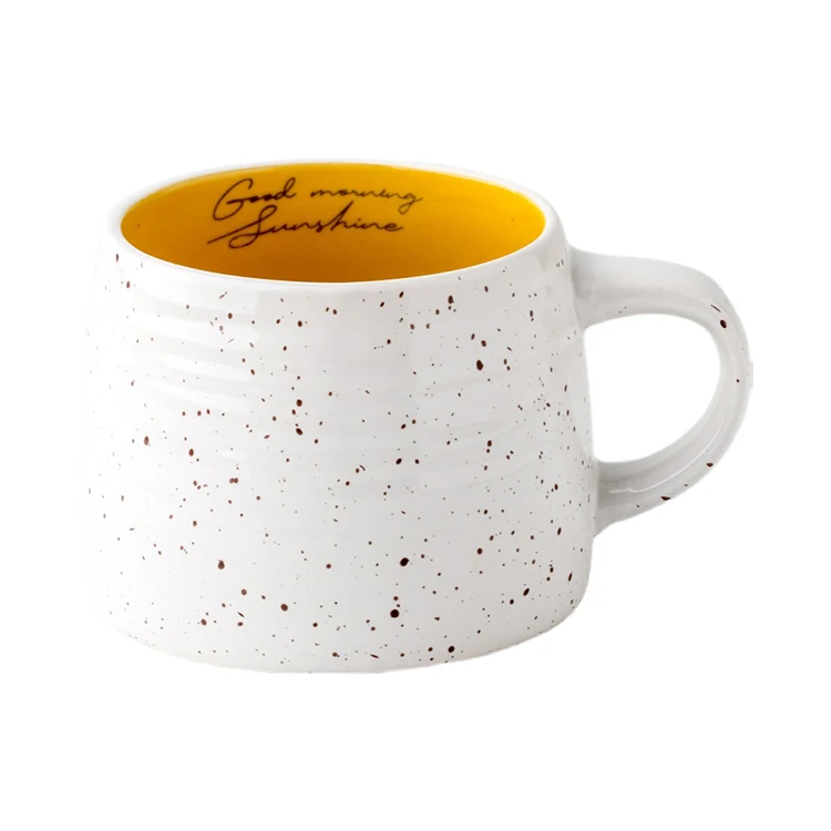 Trending products 2024 new arrivals Nordic simple white speckled glazed ceramic mug two-color threaded cup milk mugs
