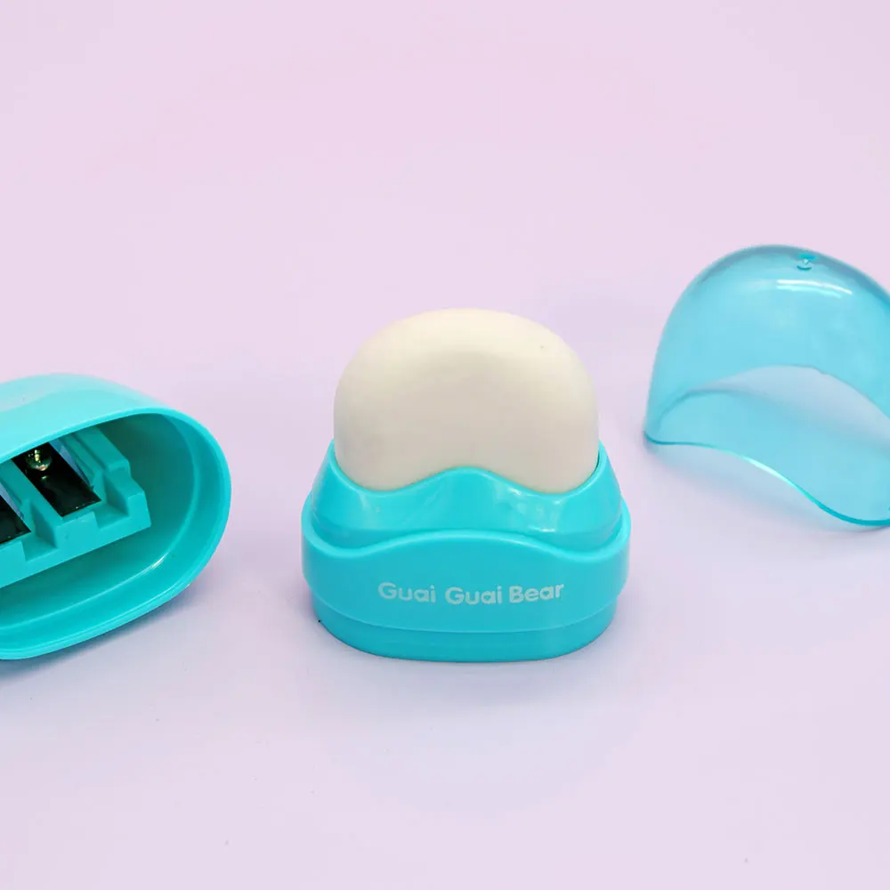 2024 new Oval shape eraser double hole pencil sharpener for children factory ABS environmental protection material stationery