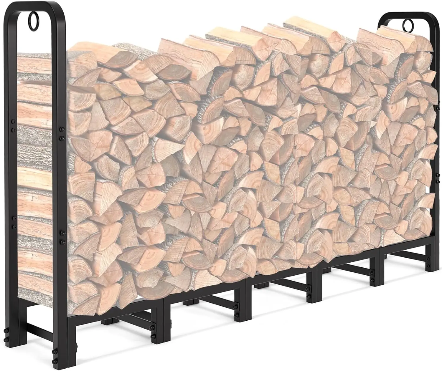 6FT High-capacity Steel Indoor & Outdoor Fire Pit Wood Storage Accessory Firewood Log Rack & Tool Set