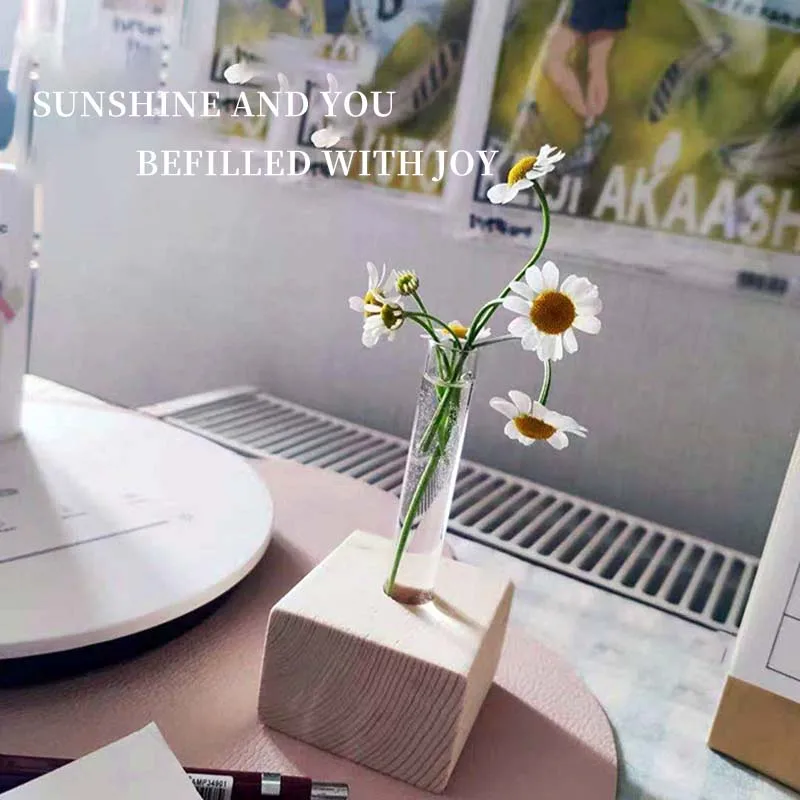 Wholesale Custom Window Ornament Wooden Flower Stands Wooden vase arrangement table decoration