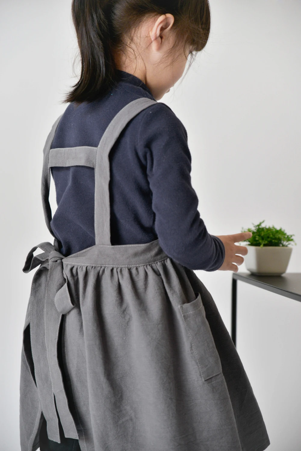 Nordic Vintage Plain Cross Back Sublimation Blank Parent-child Cute Pink Baking Cotton and Linen Child Kids Children Art Apron