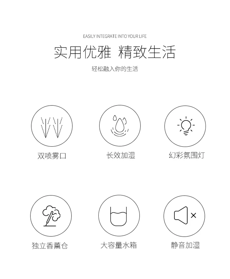 Wholesale 2.5L White Noise Desktop  Essential Oils Diffuser Lamp Air Humidifier for Bedroom