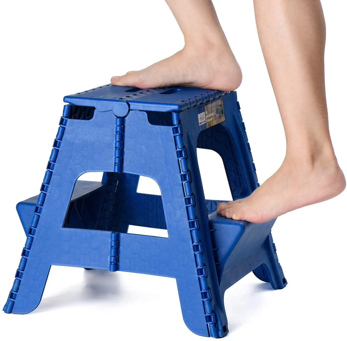 Wholesale 2-in-1 Dual Purpose Folding Step Stool Two Step Durable Plastic Folding Stool with Pedal Easy to take