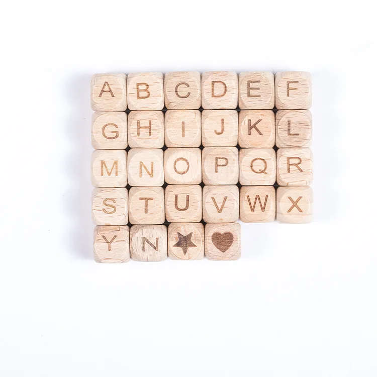Hot selling vintage cute star wooden beads separated beads diy alphabet beads for necklace bracelet jewelry making