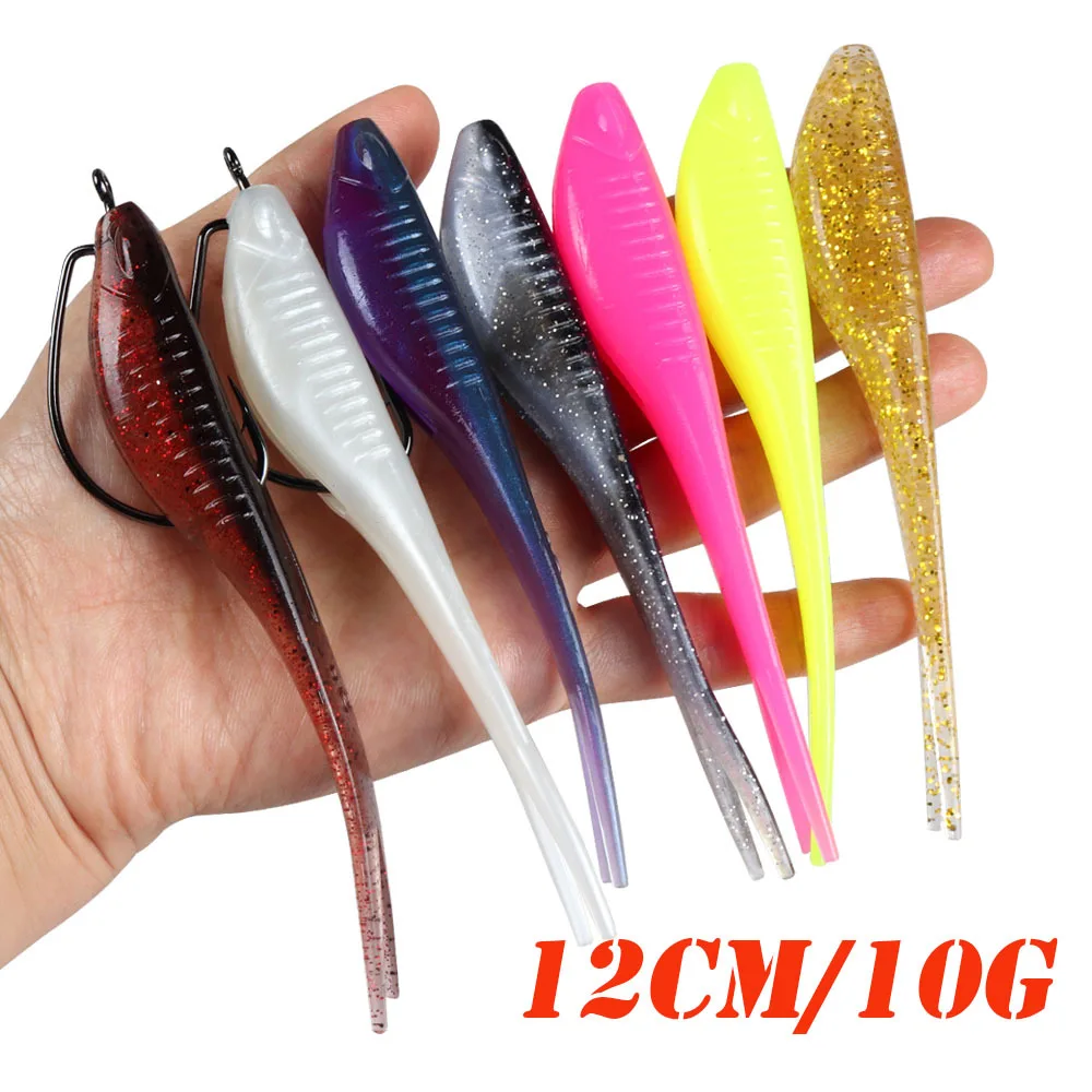 Top Right  S020 120mm 10g TPR Soft Plastic Fishing Lure Forktail Soft Swimbait Soft Swimbait Shad Bait Forkail Minnow