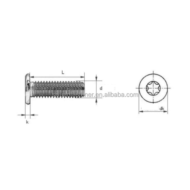 M1M1.2M1.4M1.5M1.6M2M3M4M5M6 ultra Thin Head Micro Screw Stainless Steel Black Torx With Nylon Patch
