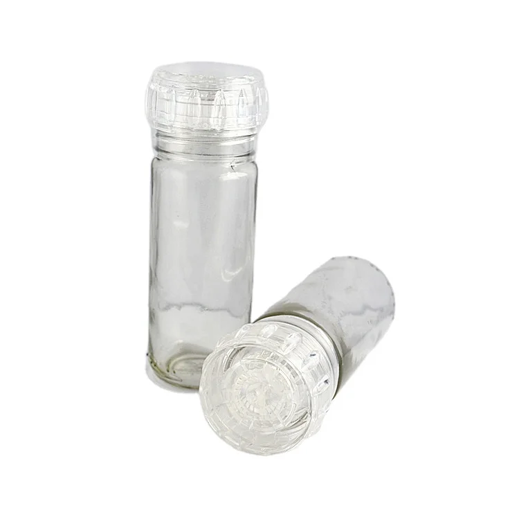 Salt Grinder Refillable Manual,Pepper Mill Salt Mill with Adjustable Coarseness with 100ml Glass Bottle