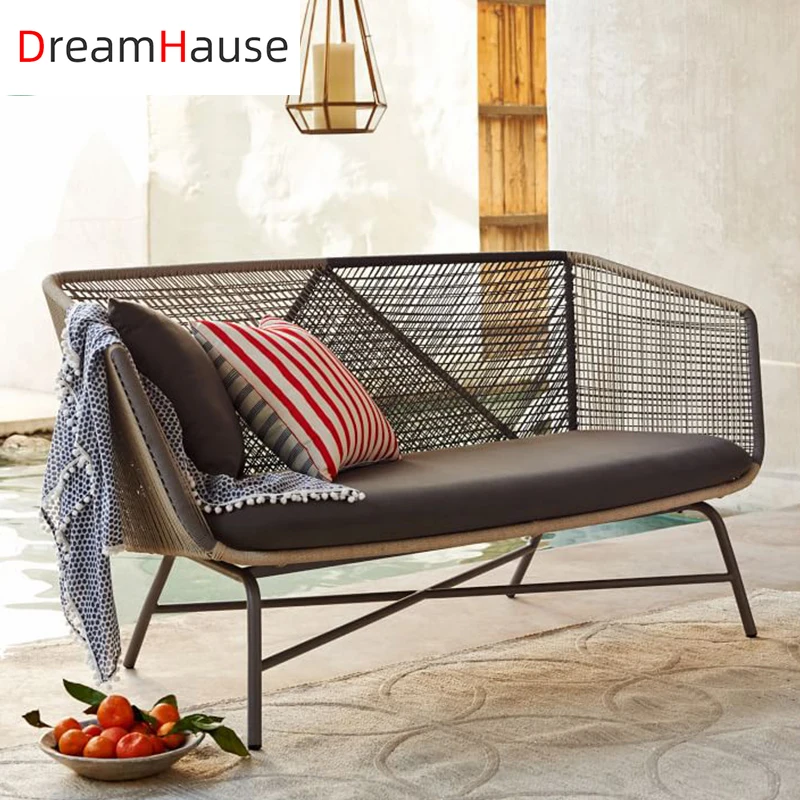 Dreamhaus Outdoor Furniture Rattan Sofa Chair Modern Balcony Garden set Courtyard Hotel Rattan chair Sofa Combination
