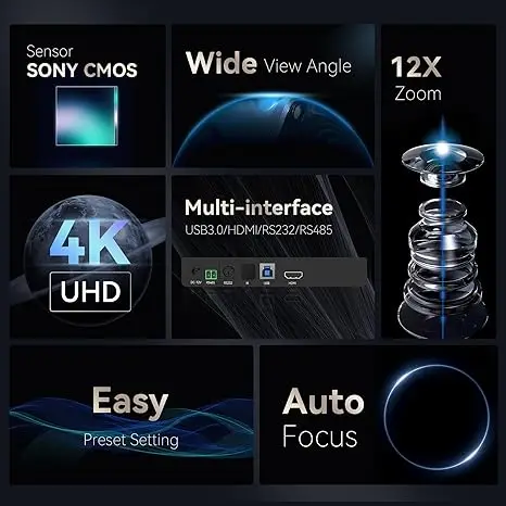 Камера 4k 12x opticl зум и беспроводной громкоговоритель все-в-одном Конференц-видео камера система Комплект USB HDM1