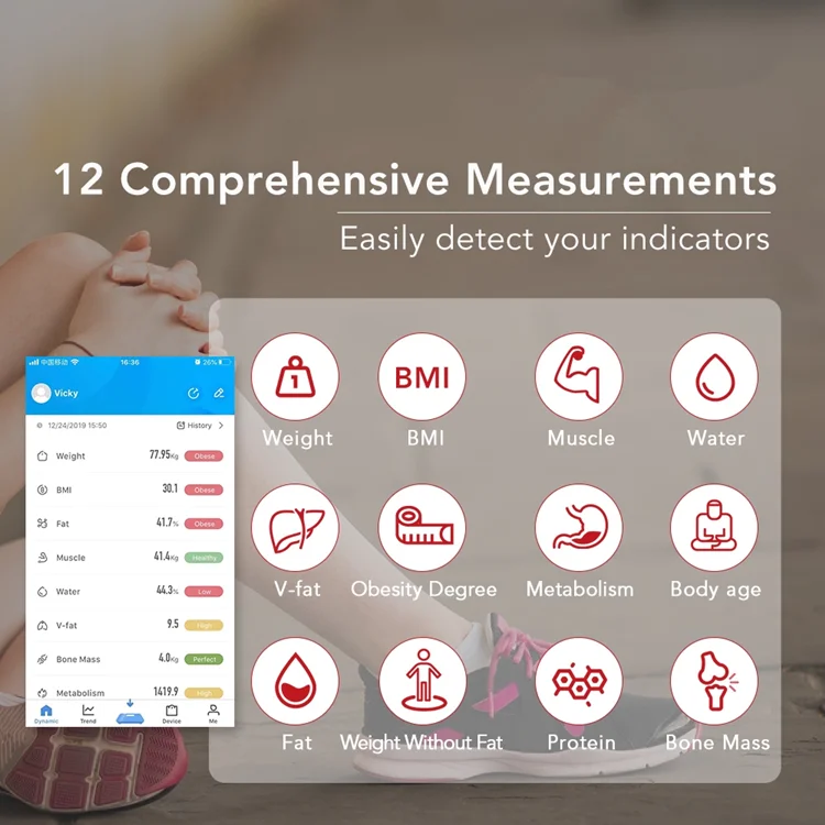 Highly Accurate Digital Led Display 11 Inch Cheap Price Scales For Body Fat BMI Analysis